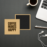 Fridge Magnet Kulkas Square Quetos Coffee Makes Happy